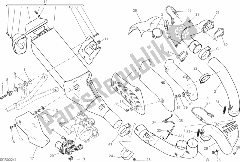 Toutes les pièces pour le Système D'échappement du Ducati Monster 1200 R USA 2017